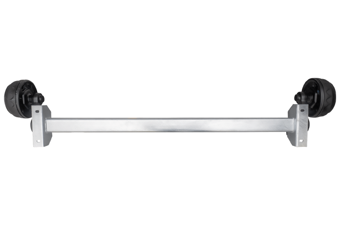 KNOTT VGB13 fékezett tengely pótkocsihoz/szállítóhoz 1350kg 1400mm 1800mm 5x112