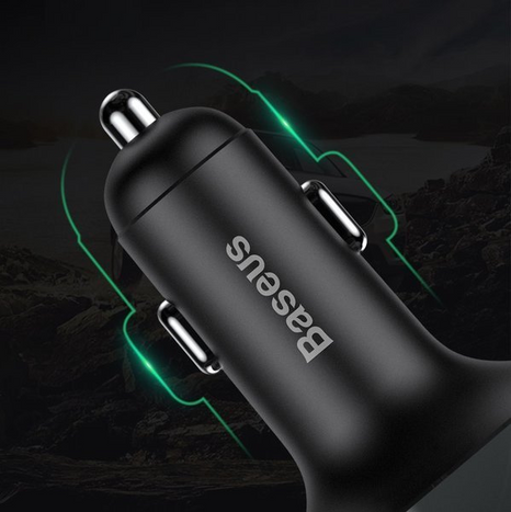 BASEUS T típusú FM adó bluetooth 4.2 MP3 + autós töltő 2x USB 3.4A