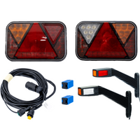 Lámpakészlet: FRISTOM FT-270 LED hátsó lámpák + FRISTOM FT-145 LED helyzetjelzők + MANTES 4,5 m-es 7 tűs kábelköteg