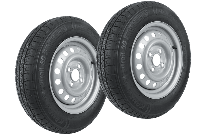 Két pótkocsihoz való kerék szett UNITRAILER / TEMARED / BRENDERUP / STEMA / BÖCKMANN KENDA GUMIABRONCS 145/80 R13 78N STARCO FELNI 4Jx13"H2 4x100 ET:30