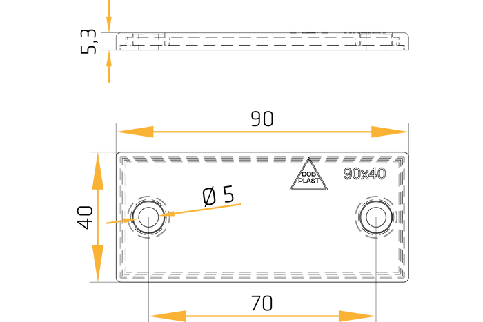 Téglalap alakú piros reflektorok lyukakkal DOBPLAST 90x40mm SET 4x reflektor