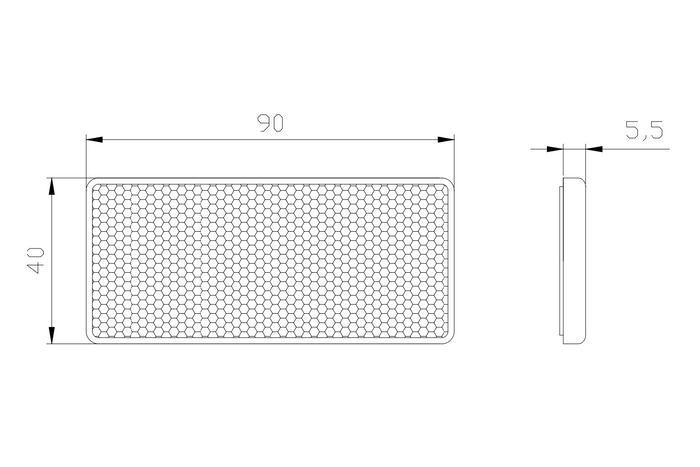 Téglalap alakú reflektor piros FRISTOM DOB-035C 90x40mm reflektorlámpa