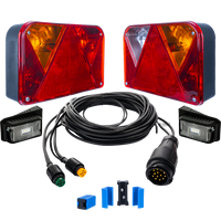 Lámpakészlet: DOBPLAST hátsó lámpák + DOBPLAST LED oldalsó helyzetjelző lámpák + MANTES 5,5 m-es 13 tűs kábelköteg + gyorscsatlakozók