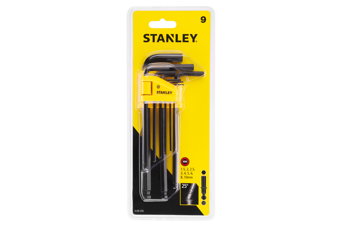 STANLEY imbuszkulcsok, gömbvégű hatszögletű kulcsok 1,5-10 mm, 9 darabos.