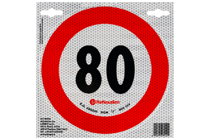 Fényvisszaverő matrica LÁMPA sebességkorlátozás 80 km/h B-33 tábla