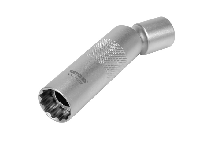 YATO YT-38517 vékonyfalú gyújtógyertya-dugókulcs 16 mm-es 3/8″-es csatlakozóval