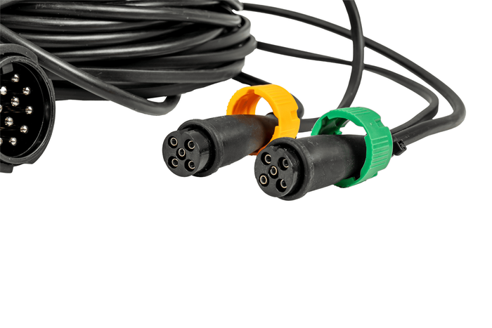 MANTES elektromos szerelés, utánfutó kábelköteg, 7 m, 13 tűs csatlakozó, 2x 5 tűs bajonettzár