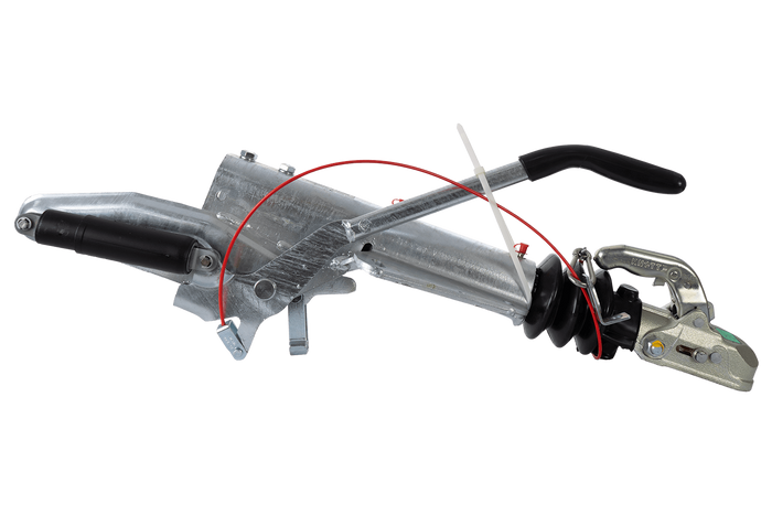 KNOTT KF27B ráfutószerkezet K27A vonóhoroggal 2700 kg-os pótkocsihoz V-típusú vonórúddal