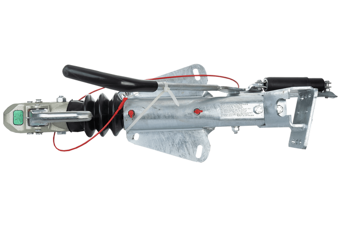 KNOTT KF27B ráfutószerkezet K27A vonóhoroggal 2700 kg-os pótkocsihoz, V-típusú vonórúddal és támasztókerék-konzollal