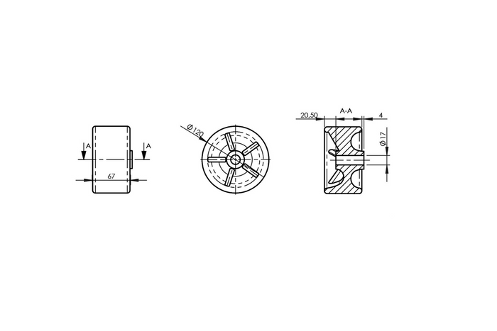 KNOTT 67 mm-es gumi csúszógörgő csónakutánfutóhoz
