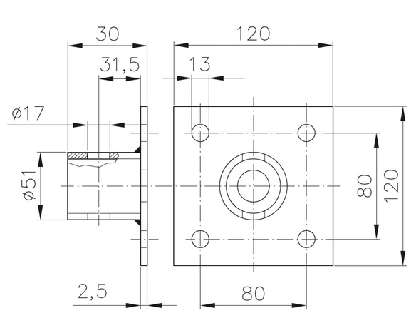 Adapter a WINTERHOFF SF 60 kihúzható hajtókartartóhoz