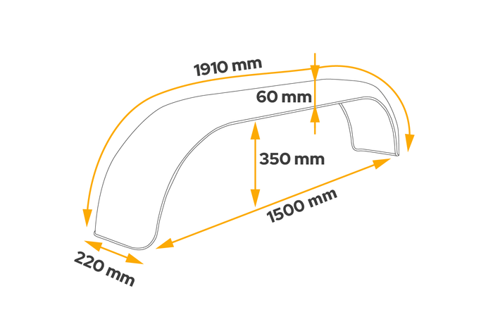 Tandem sárvédő utánfutóhoz 13-14" DOMAR D29250 lapos kerékív 1500/220mm