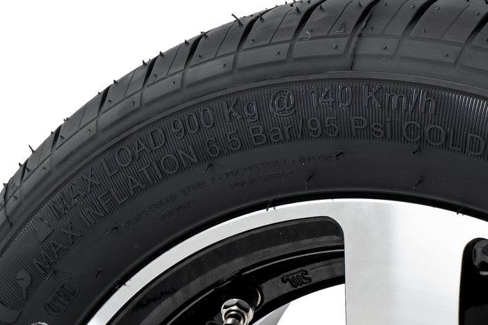 Erősített pótkocsi felni KENDA GUMIABRONCS 195/50 R13C 104/102N ALU FELNI STARCO polírozott 6Jx13"H2 5x112 ET:30