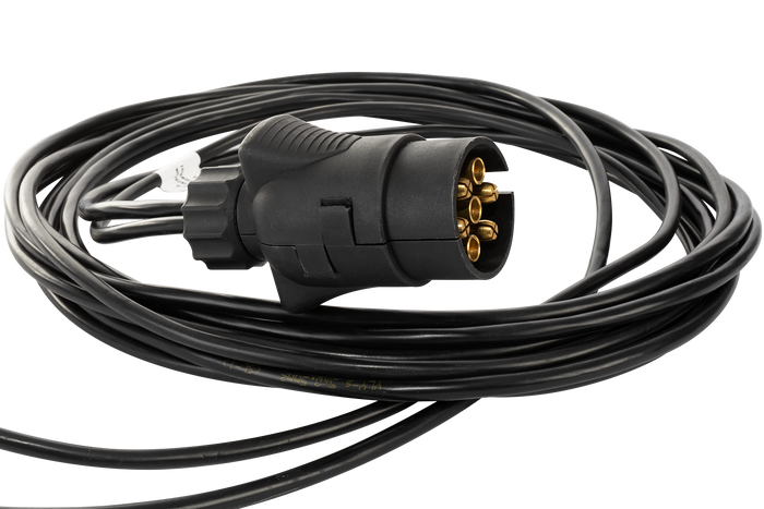 MANTES elektromos szerelési kábelköteg utánfutóhoz 4,7 m, 7 tűs bajonett csatlakozóval, 2x 5 tűs + 2x 2 tűs