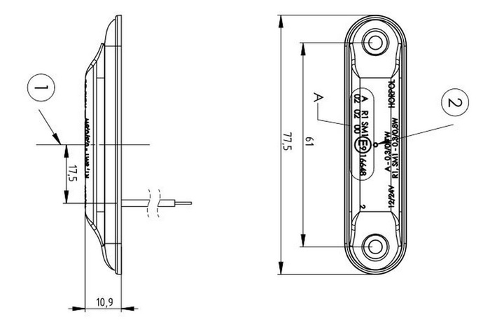 Négy darabos HORPOL LD 2328 LED univerzális keskeny helyzetjelző lámpa szett