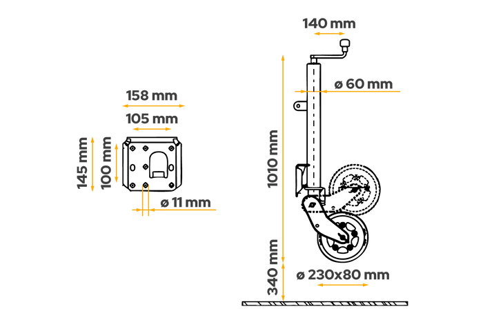 AL-KO 1223638 automata nyomókerék fogantyúval 500kg 60mm 1010-1350mm