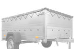 H-0 lapos alváz ponyvaborítással az UNITRAILER GARDEN TRAILER 200 KIPP pótkocsihoz