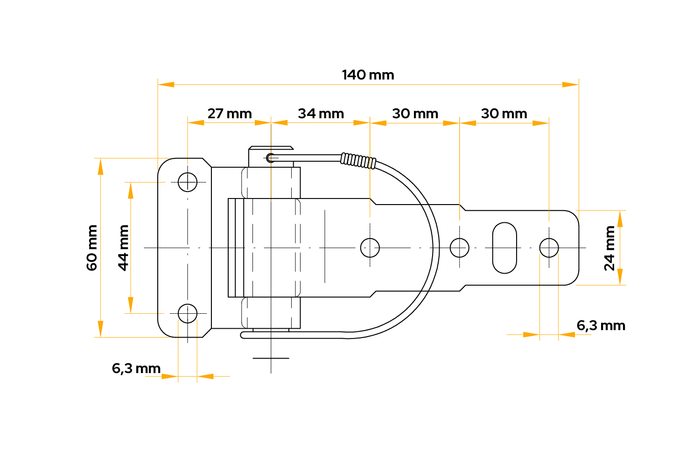 Levehető oldalpánt WINTERHOFF BSCH 30-2 pótkocsi oldali rögzítés
