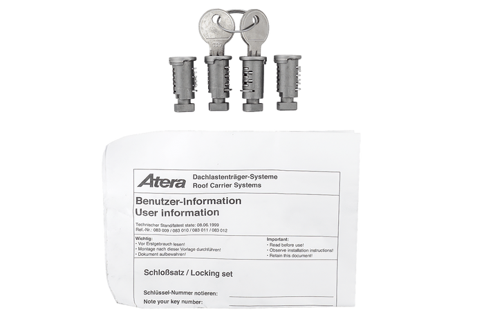 Atera zár- és kulcskészlet (4 db + 2 kulcs) 083010