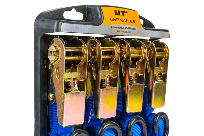 Négy darabos UNITRAILER szállítószalag-készlet feszítővel 4m/25mm/0.68t kék