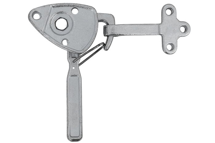 Bal oldali vonóhorog WINTERHOFF WV 20-L + WVG 20-A rögzítőelemekkel, teljes pótkocsi oldalsó zárral