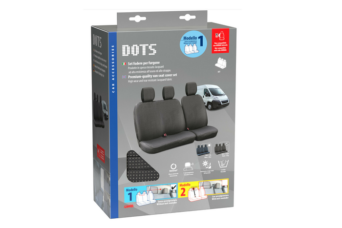 LAMPA Dots-1 autósüléshuzat-szett, fekete/szürke, buszokhoz és kisteherautókhoz