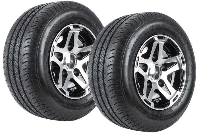 Két megerősített kerék szett LINGLONG GUMIABRONCS 195/55 R10C 98/96N ALU FELNI UNITRAILER 6Jx10" 5x112 ET:-4 utánfutóhoz