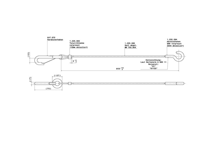 AL-KO vészleállító kábel ráfutófék-berendezésekhez 3000kg