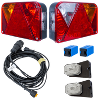 Lámpakészlet: DOBPLAST DPT35 hátsó lámpák + ASPÖCK FLEXIPOINT I oldalsó helyzetjelző lámpák + MANTES 4,5 m-es 13 tűs kábelköteg