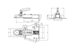 KNOTT K7.5-H+KZE7.5 gömbfejes vonóhorog 750 kg-os pótkocsihoz V-típusú vonórúddal
