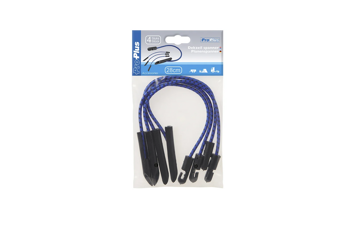 Négy darabos ProPlus 342180 ponyvakapocs készlet, rugalmas, többfunkciós zsinórokkal, 280 mm