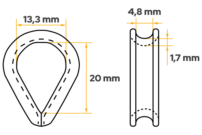DROMET KU.4 kötélhüvely, acél kagyló, 4 mm