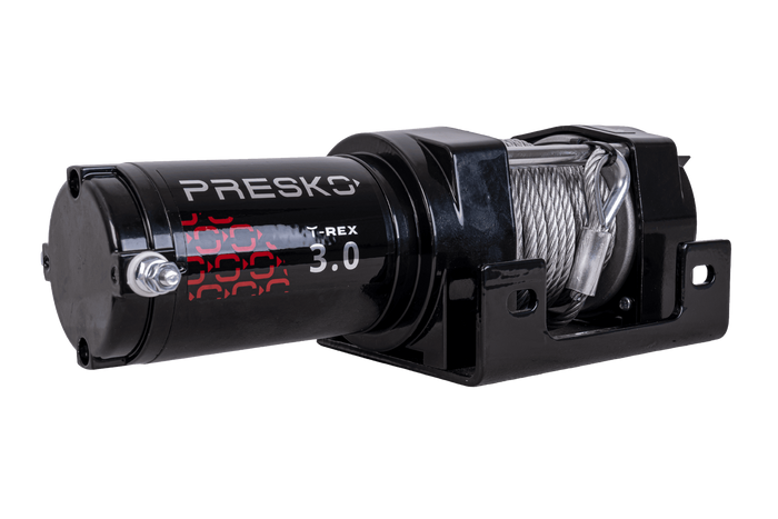 Elektromos csörlő PRESKO T-REX 3.0 12V 1360kg pótkocsihoz 11m acélkábellel