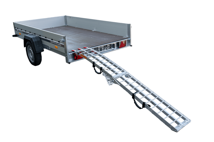 UNITRAILER ALR002 összecsukható rámpa alumínium pótkocsihoz 221cm 340kg hevederrel