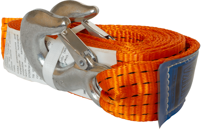 Vontatókötél horgokkal HERMON vonópánt 4,5m/50mm/5t narancssárga