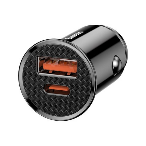 BASEUS Kör alakú műanyag USB-A, USB-C 30W-os autós töltő