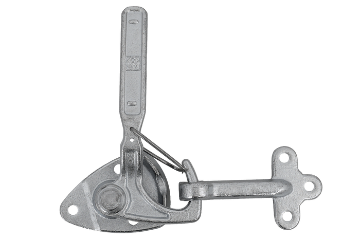 Bal oldali vonóhorog WINTERHOFF WV 20-L + WVG 20-A rögzítőelemekkel, teljes pótkocsi oldalsó zárral