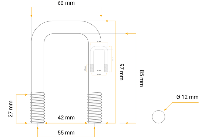 DROMET négyzet alakú szorító C típus M12 85/42/85