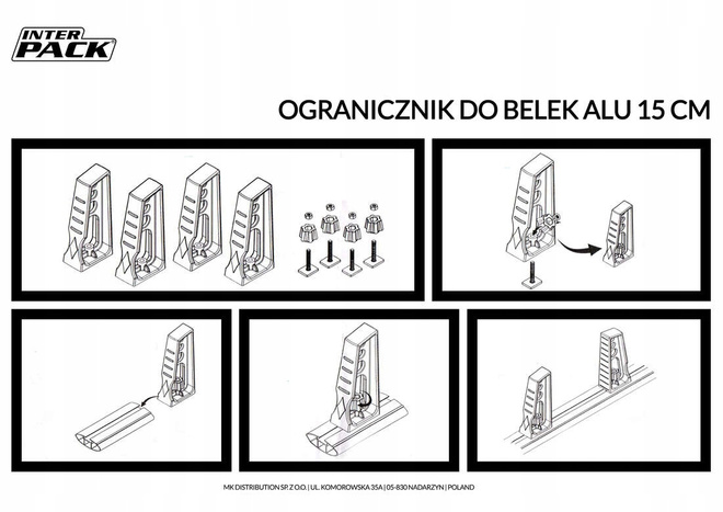 Terheléshatároló alumínium gerendákhoz (magasság - 15 cm)