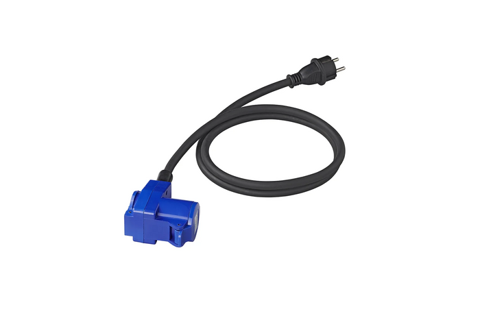 Adapter Schuko dugóval és CEE könyökcsatlakozóval + Schuko aljzat 16A ProPlus 373528DE kábel 150cm