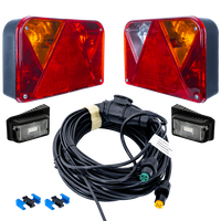 Lámpakészlet: DOBPLAST hátsó lámpák + DOBPLAST LED oldalsó helyzetjelző lámpák + MANTES 8m 13 tűs kábelköteg + gyorscsatlakozók