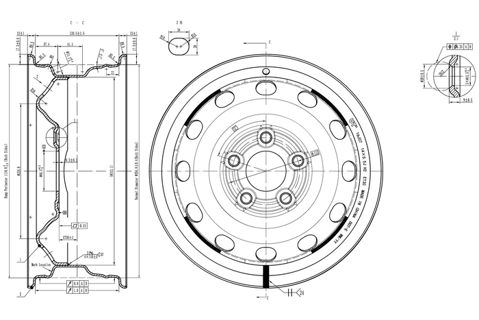 Acélfelni UNITRAILER pótkocsihoz 5.5Jx14"H2 5x112 ET:30