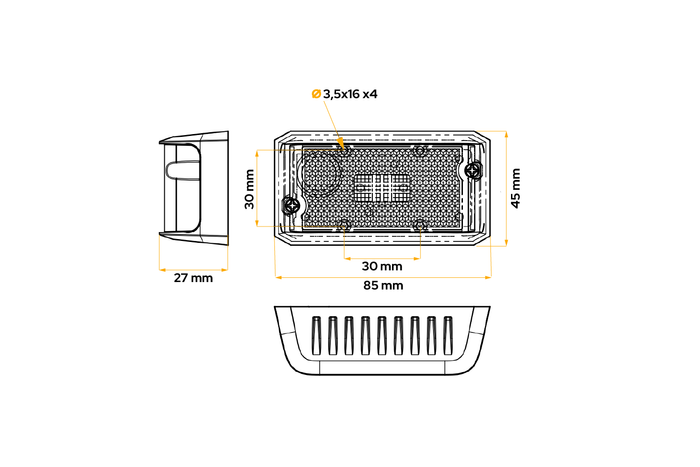 DOBPLAST DPT15 LED-es helyzetjelző lámpa, narancssárga, univerzális