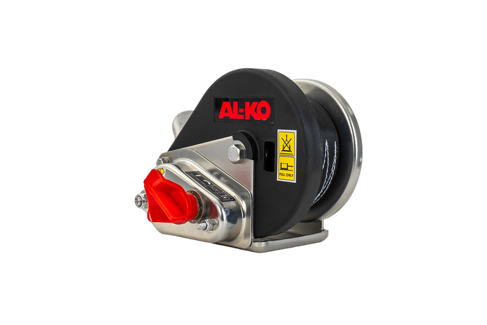 Kézi csörlő AL-KO utánfutóhoz 450 kg-os, 6 m-es hevederrel, fékkel és automatikus letekerccsel
