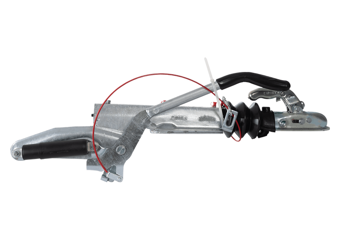KNOTT KF20A ráfutószerkezet K20B vonóhoroggal 2000 kg-os pótkocsihoz V-típusú vonórúddal