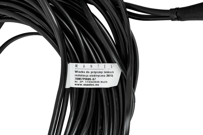 MANTES elektromos szerelés, utánfutó kábelköteg 7m, 7 tűs csatlakozó, 2x 5 tűs bajonettzár