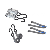 Két HILLS 3 m/25 mm/1 t szállítóheveder feszítővel és két 0,45 m-es heveder a motorkerékpár rögzítéséhez