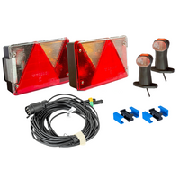 Lámpakészlet: ASPÖCK hátsó lámpák + ASPÖCK oldalsó helyzetjelző lámpák + MANTES 7m 7 tűs kábelköteg + gyorscsatlakozók