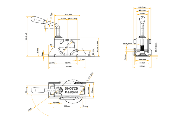 Bilincs a KNOTT LB48 48 mm-es nyomókerékhez