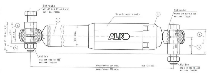 AL-KO nyolcszögletű lengéscsillapító pótkocsi tengelyekhez 1800-3500 kg-os teherbírással, egyes és tandem tengelyekhez